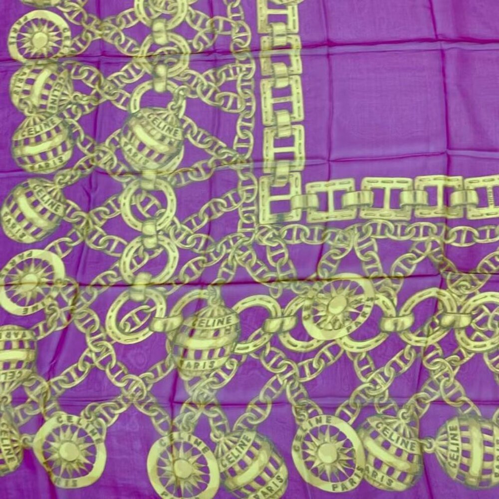 Celine Large 130 X130 cm Silk Scarf Stole Pink - Picture 4 of 8